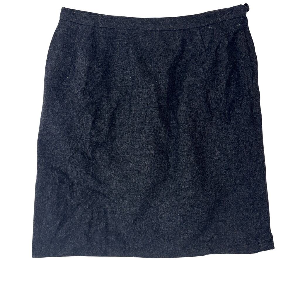 Vintage 60s Bernhard Altmann Charcoal Wool Mini Skirt ILGWU Metal Zip 27 W As-Is